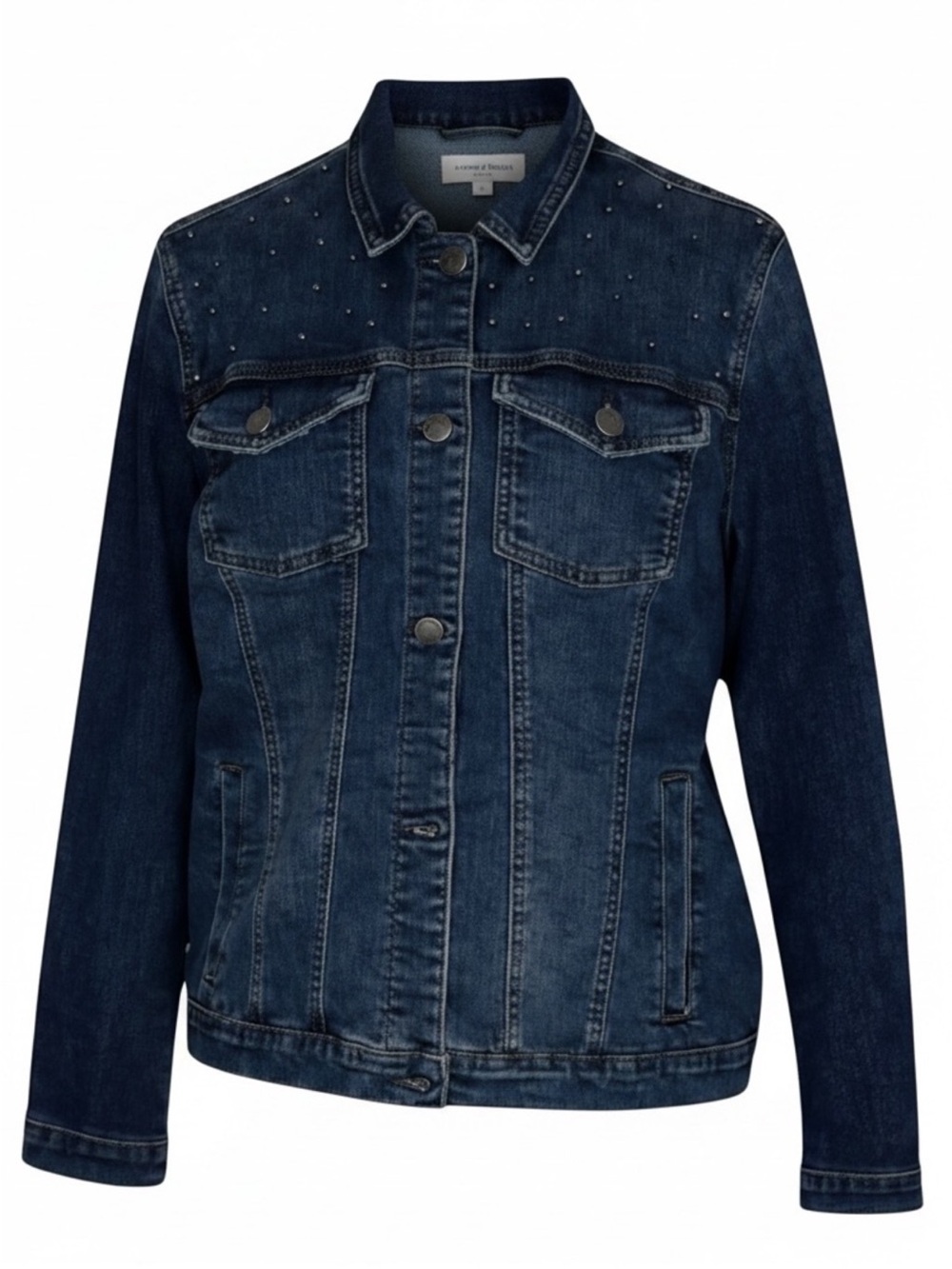 Juicy Couture Studded Stretch Denim Jacket XL NWT Y2K Rhinestone - Picture 3 of 14